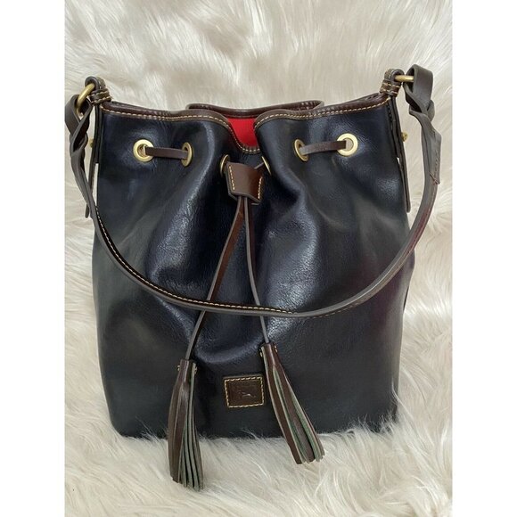 Dooney & Bourke Florentine Leather Tasha Drawstring Bag Navy color bag women - Picture 1 of 6